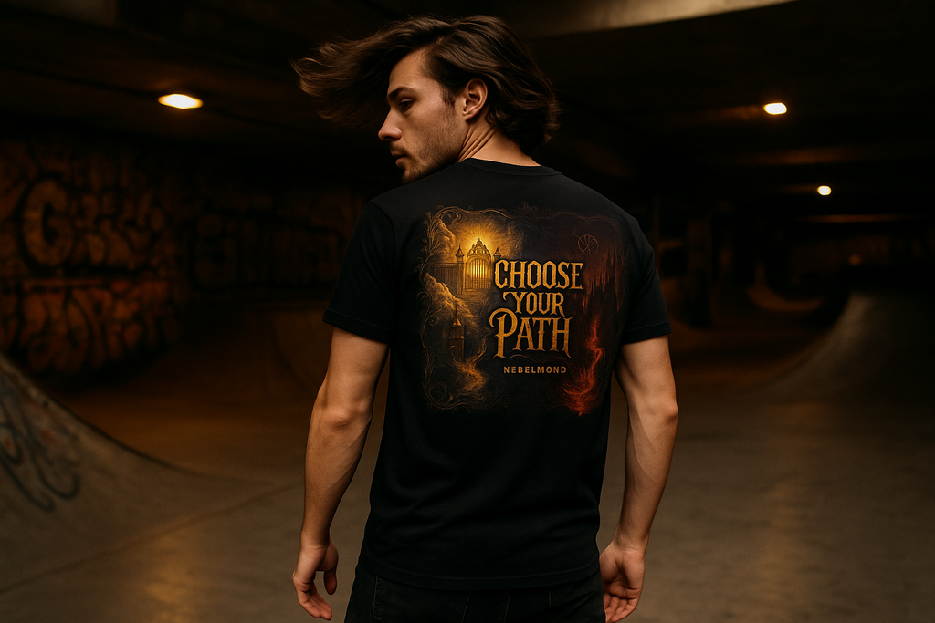 Heaven & Hell Premium T-Shirt - Männliches Model Underground Skate Park