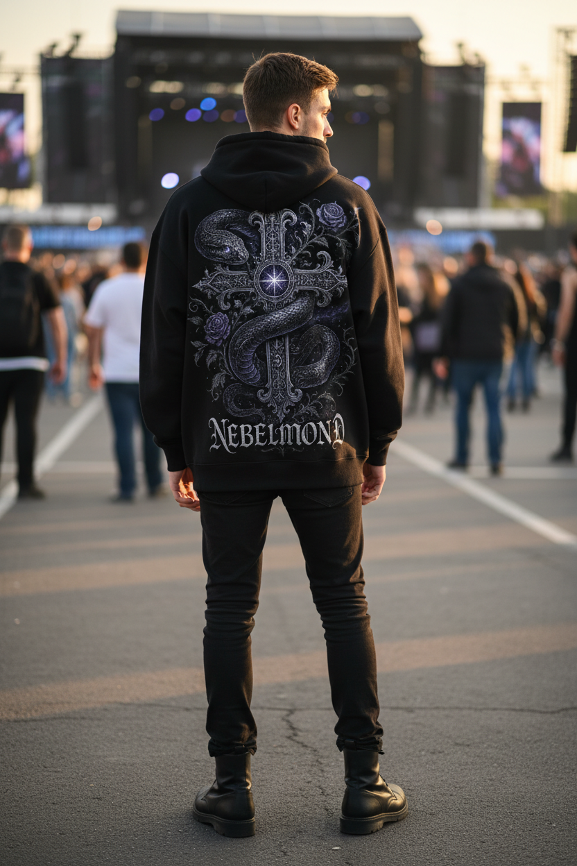 Sacred Serpent Backprint Oversized Zipper Hoodie – Konzert Lifestyle