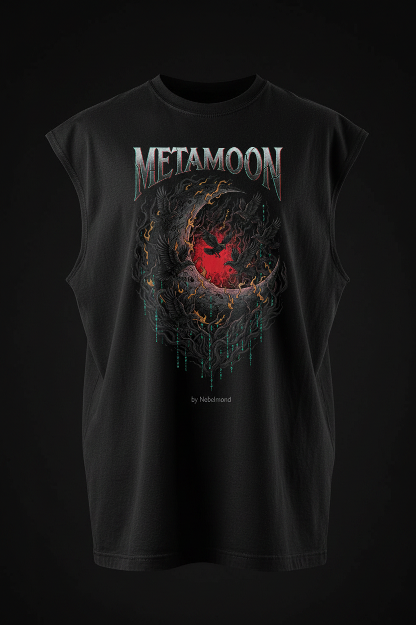 Crescent Reaper Sleeveless Oversized Tee – METAMOON Print Frontansicht