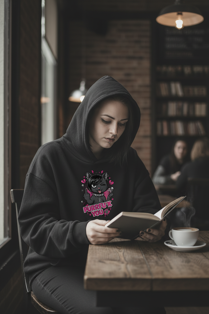 PURRFU*K YOU Oversized Hoodie - Schwarz - Lifestyle Café