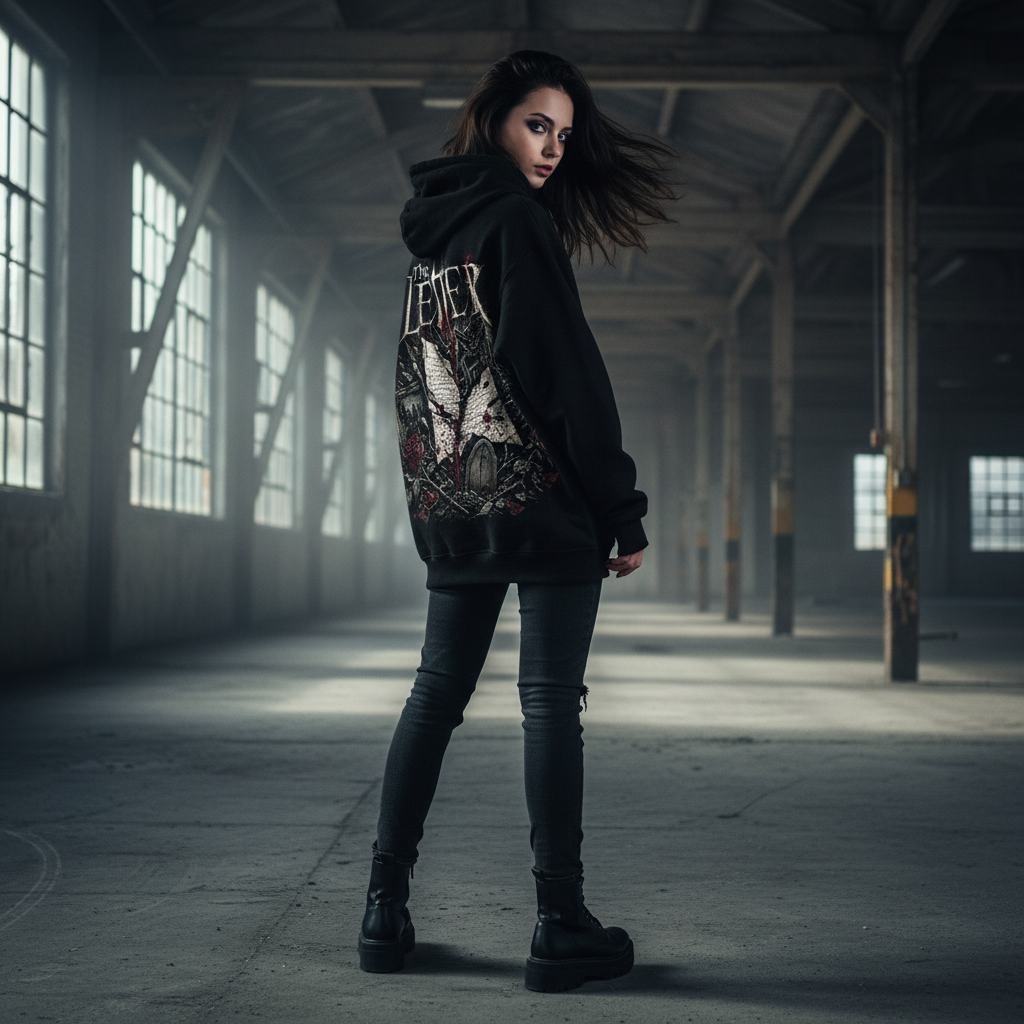 The Letter Oversized Hoodie – Lifestyle Backprint Bewegung