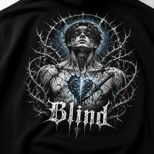 Blind Oversized Hoodie – DTG Backprint Detail