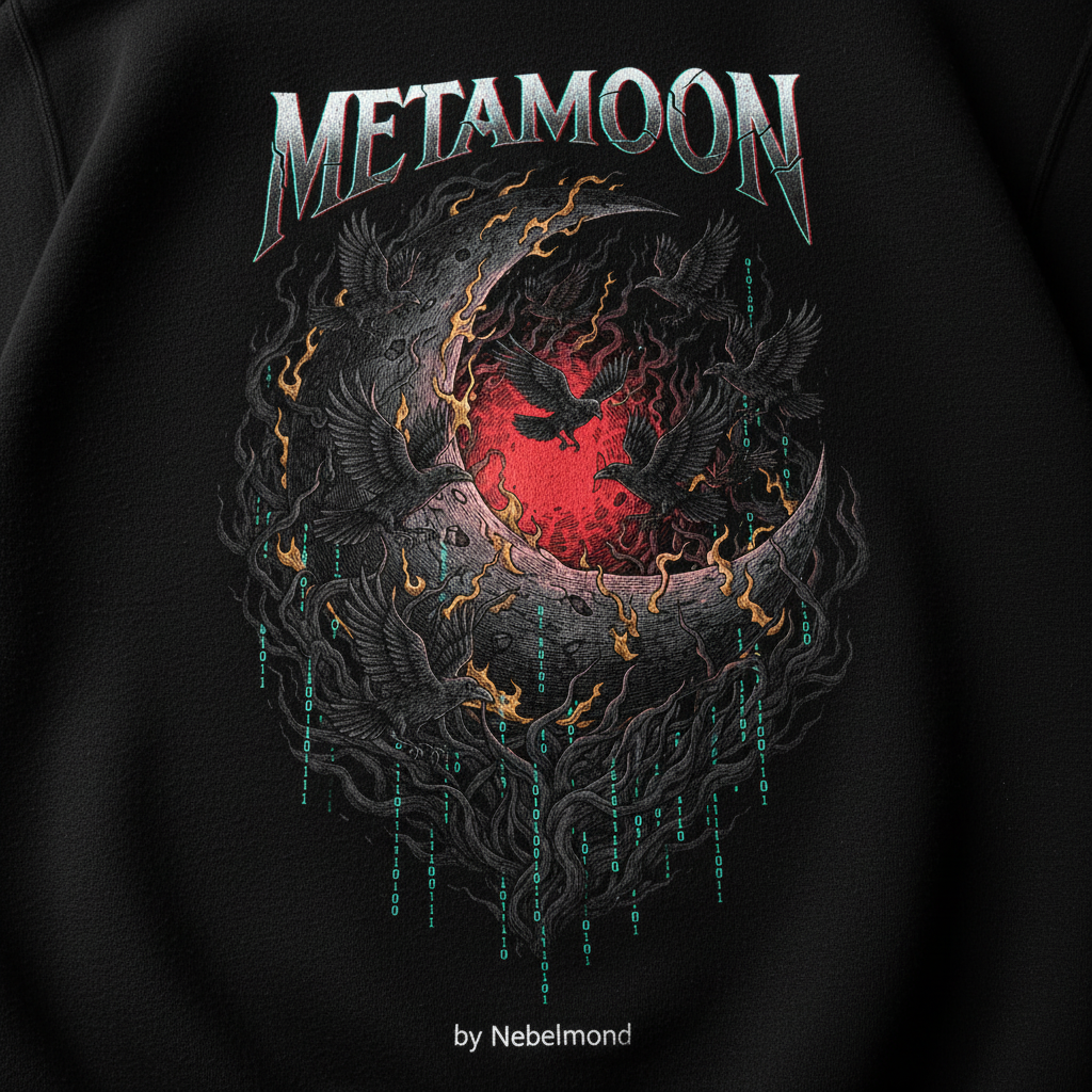 Crescent Reaper Oversized Zipper Hoodie – METAMOON Backprint Detail