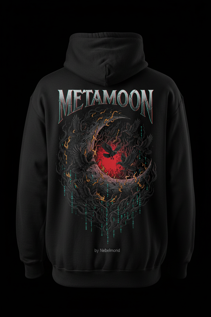 Crescent Reaper Premium Hoodie – METAMOON Backprint Rückansicht
