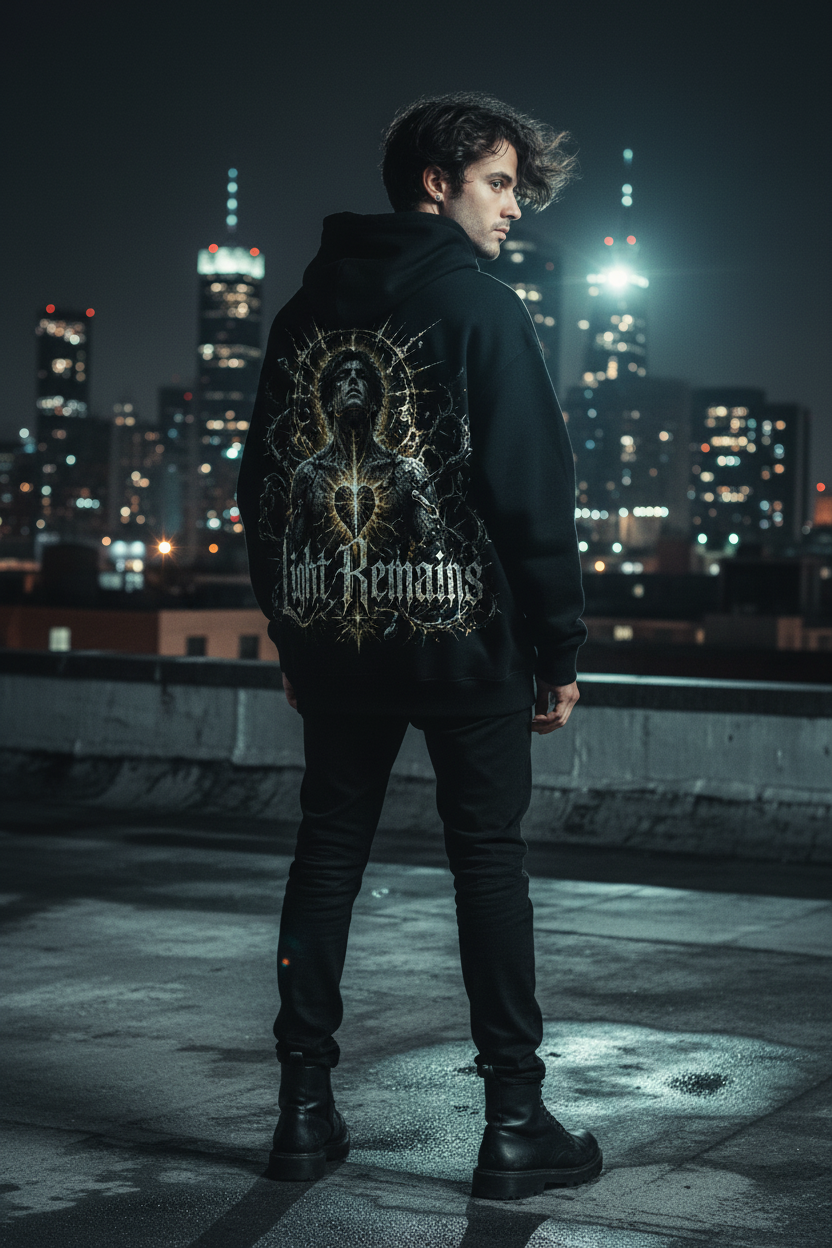 Light Remains Oversized Hoodie – Backprint Lifestyle Urban