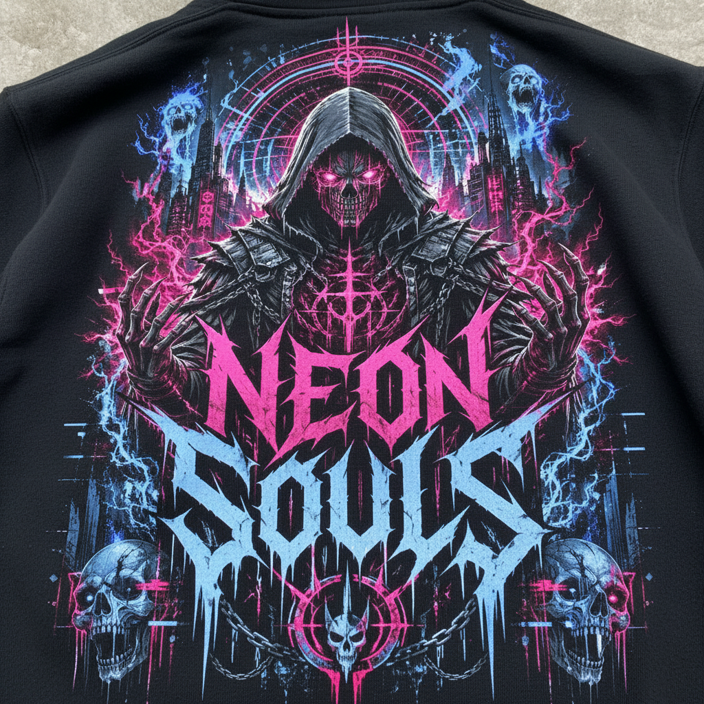 Neon Souls Zipper Hoodie – Detailbild Backprint