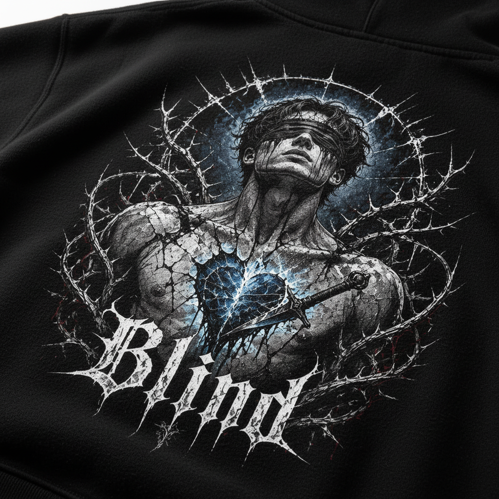 Blind Oversized Zipper Hoodie – DTG Backprint Detail