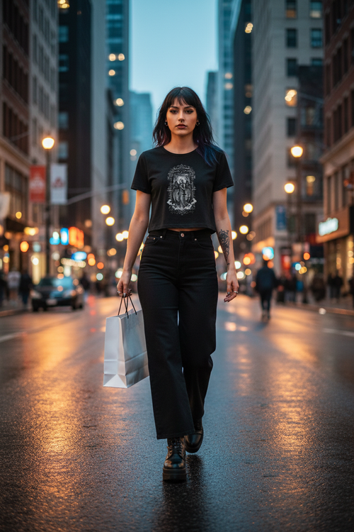 Cropped T-Shirt ANGEL // OFFLINE - Schwarz - Lifestyle 2