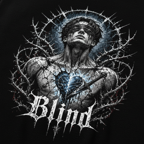 Blind Premium T-Shirt – DTG Print Detail, Fabric Texture