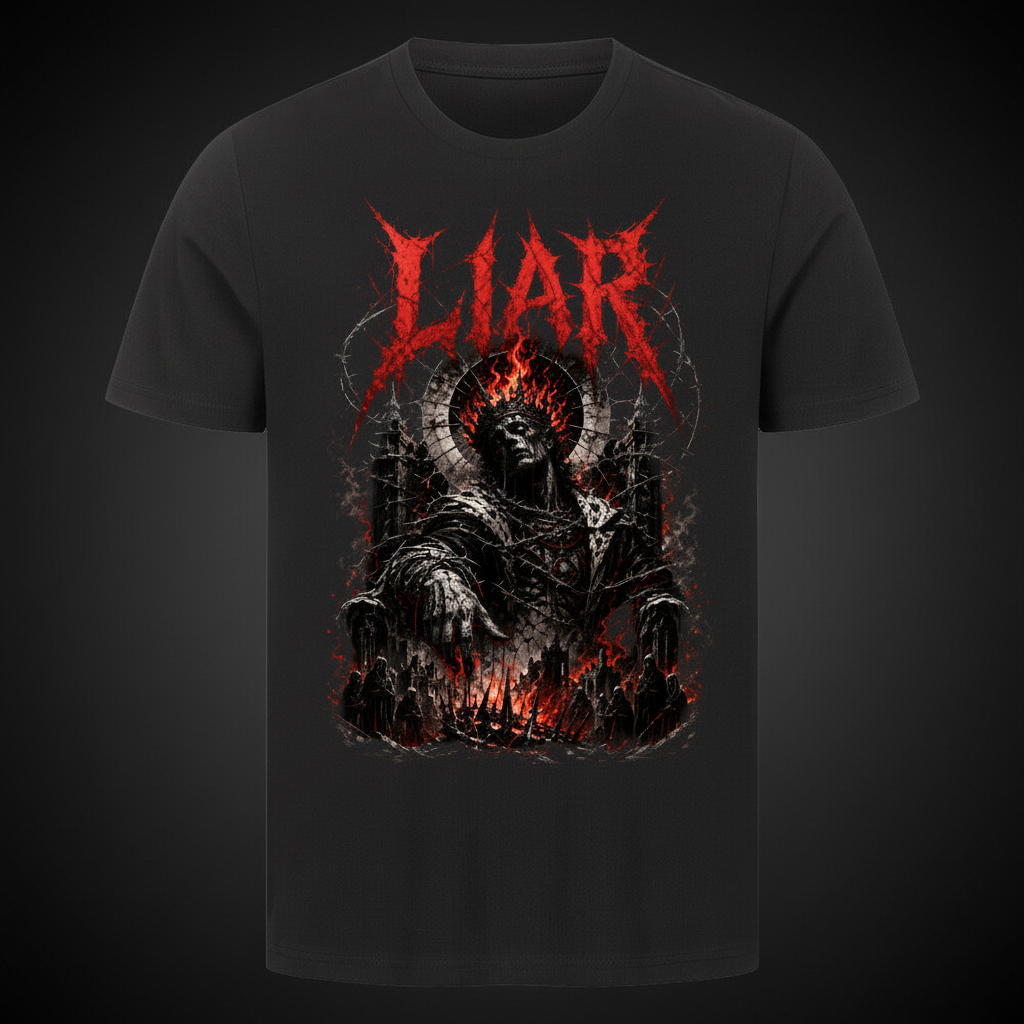 Liar Premium T-Shirt schwarzes Shirt Frontansicht Dark Fashion