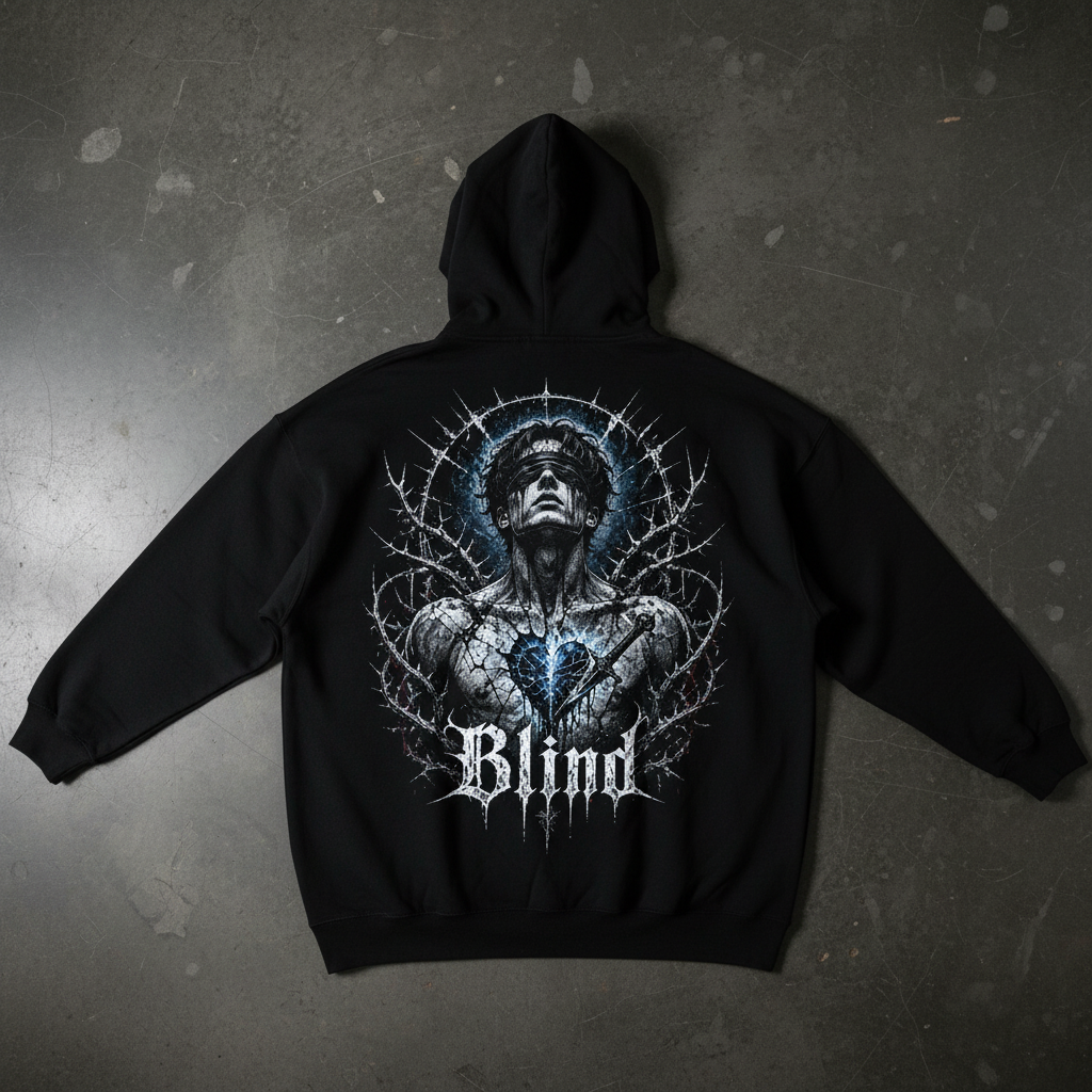 Blind Oversized Zipper Hoodie – Flat Lay Rückseite