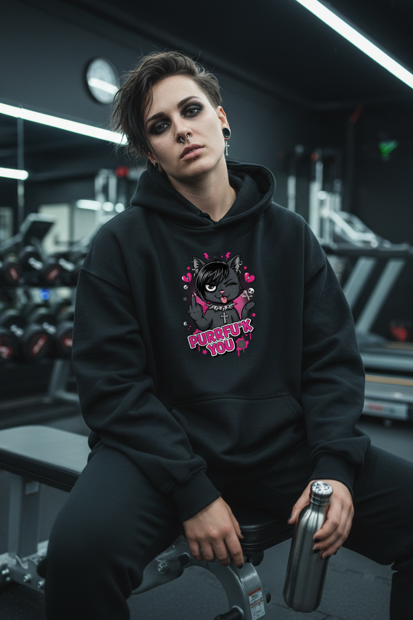 PURRFU*K YOU Oversized Hoodie - Schwarz - Lifestyle Fitnessstudio