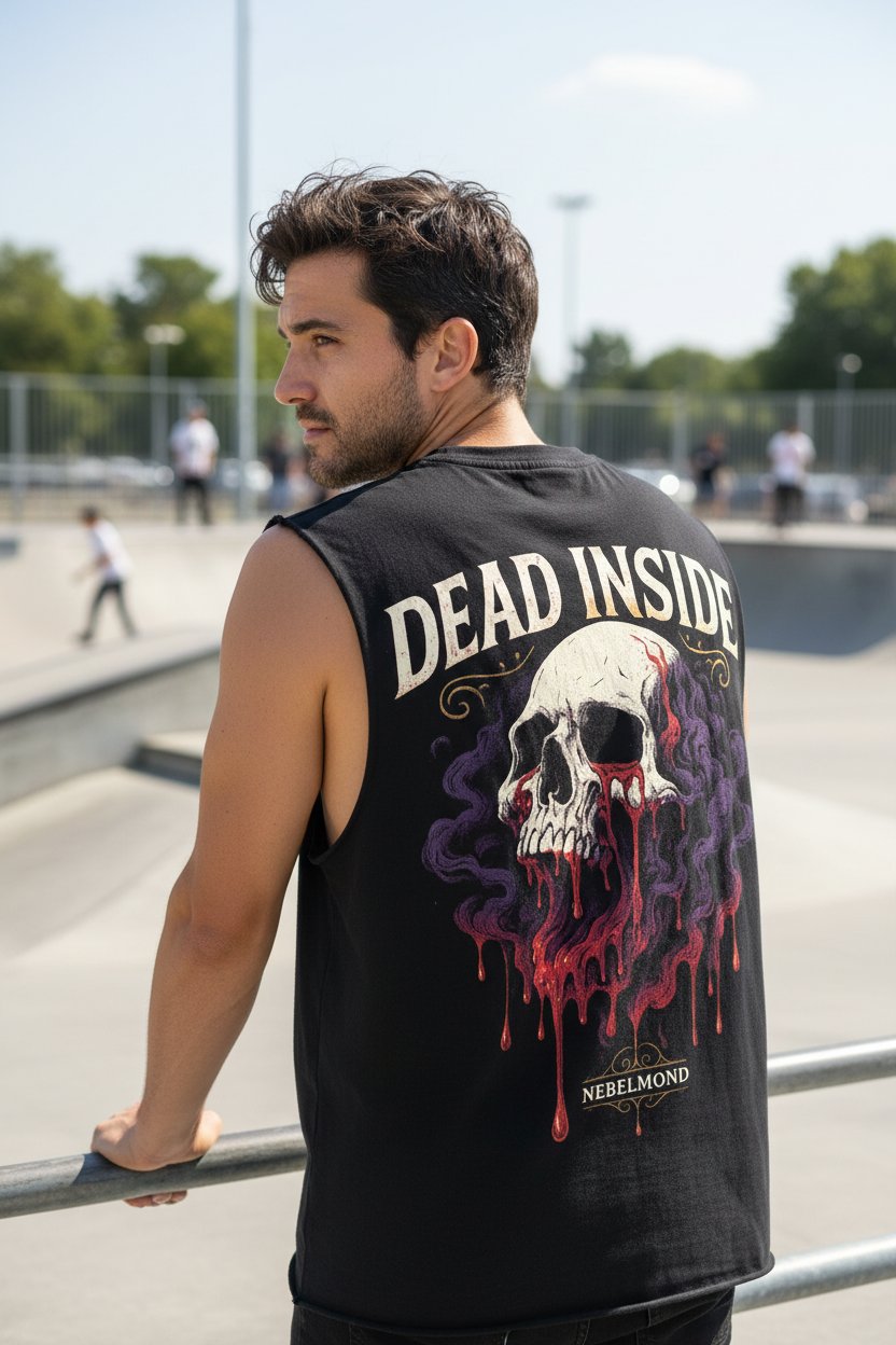 Dead Inside Backprint Sleeveless Oversized Tee - Lifestyle Rückansicht