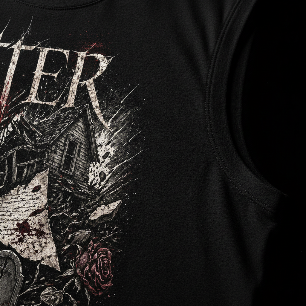 The Letter Sleeveless Oversized Tee – Detail Naht/Print