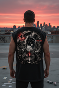 BORN IN THE STATIC – Sleeveless Oversized Tee Backprint Lifestyle | NEBELMOND