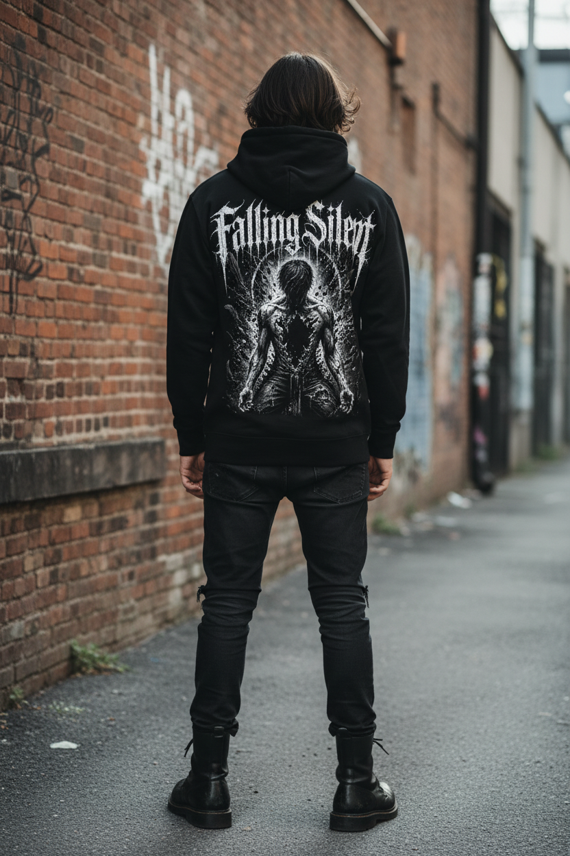Falling Silent Premium Hoodie – Lifestyle Rückansicht Urban