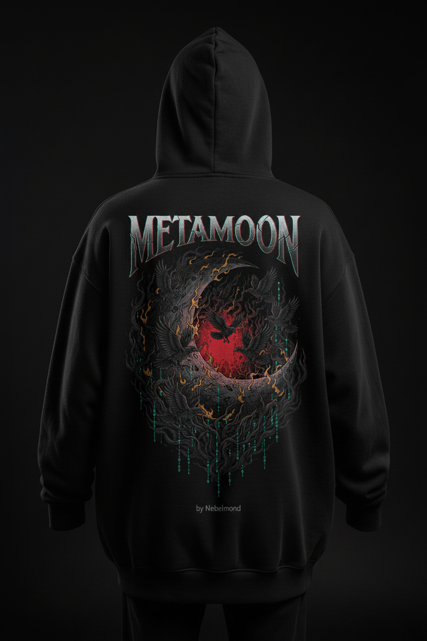Crescent Reaper Oversized Zipper Hoodie – METAMOON Backprint Rückansicht