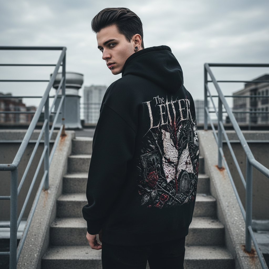 The Letter Premium Hoodie – Lifestyle Backprint