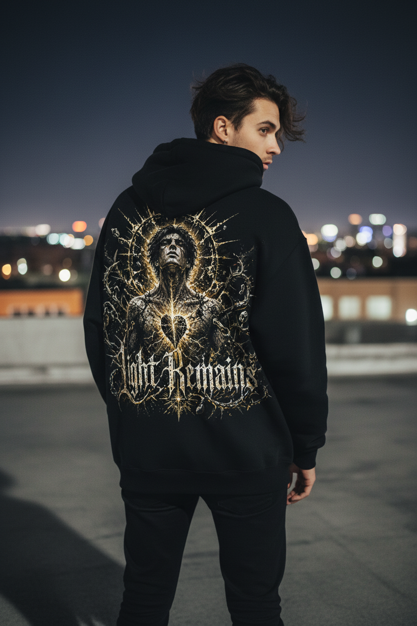 Light Remains Zipper Hoodie – Backprint Lifestyle Urban