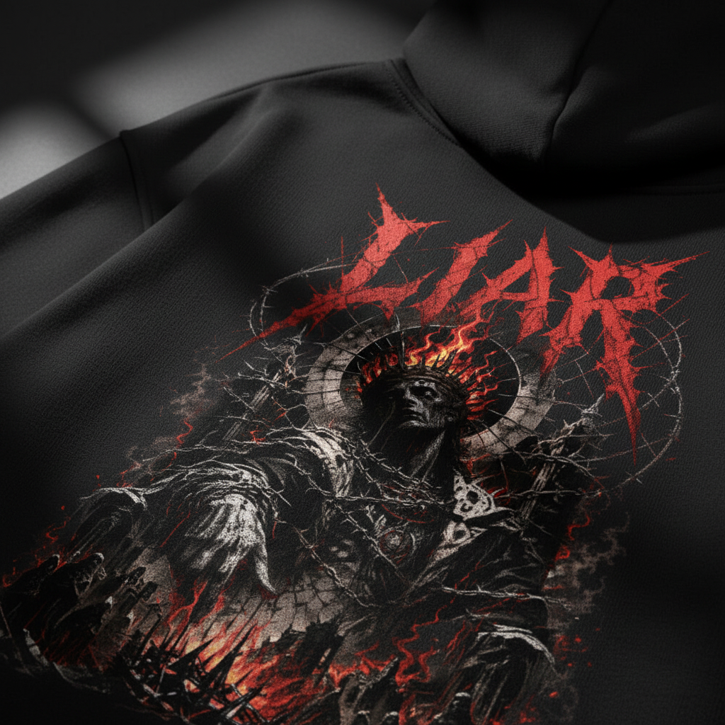 Liar Oversized Hoodie Backprint Detail 380gsm Heavy Cotton gebrusht Drop Shoulder