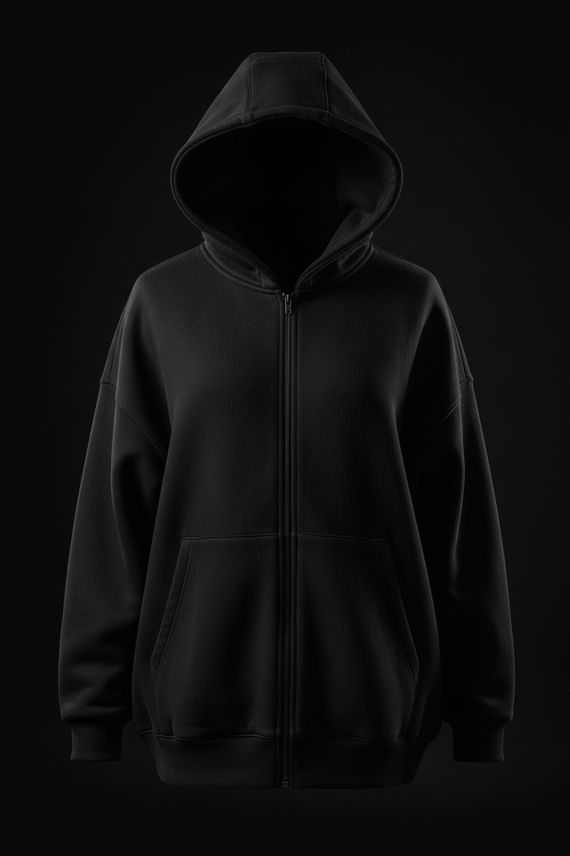 Crescent Reaper Oversized Zipper Hoodie – Frontansicht clean