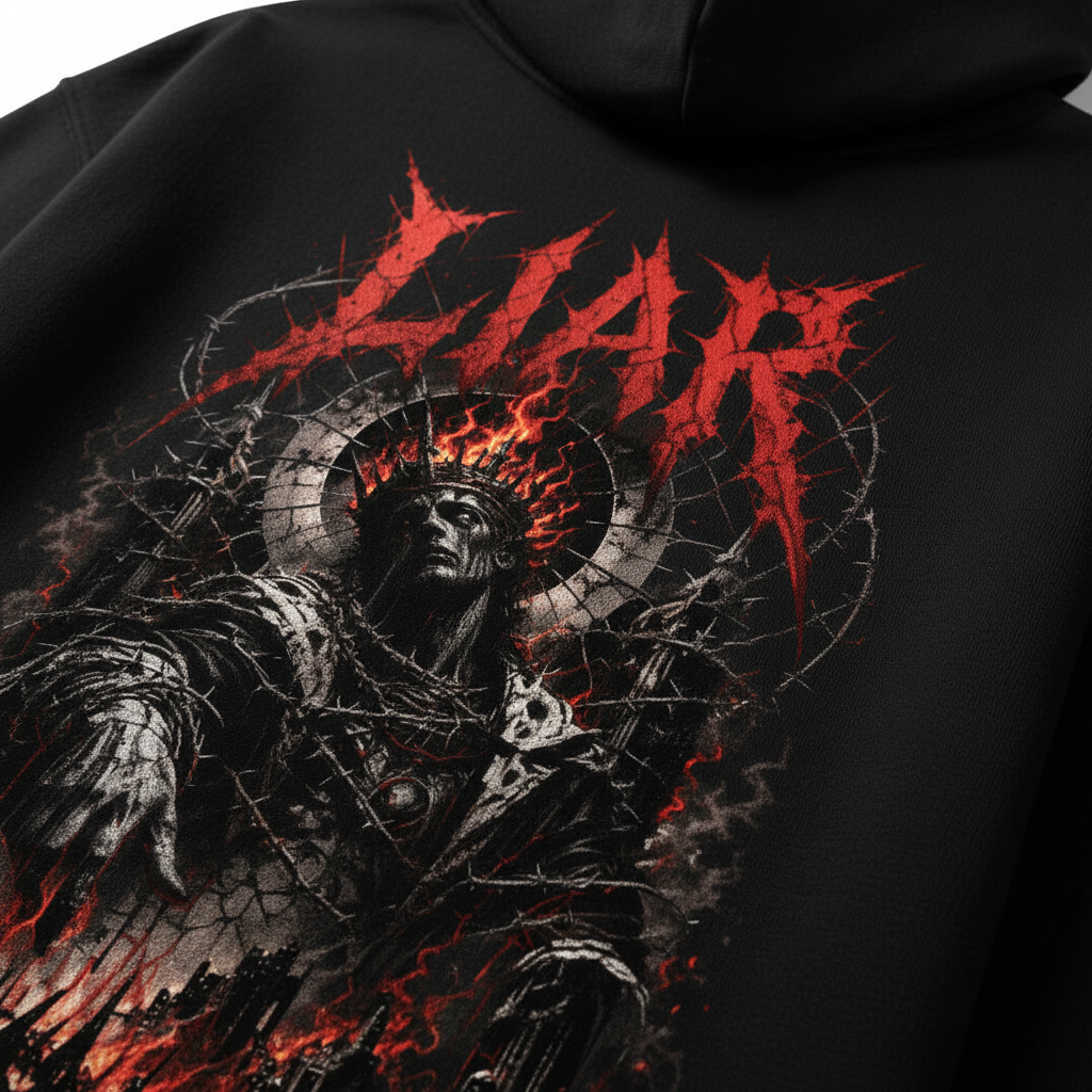 Liar Oversized Zipper Hoodie Backprint Detail Backprint 430gsm Stoff
