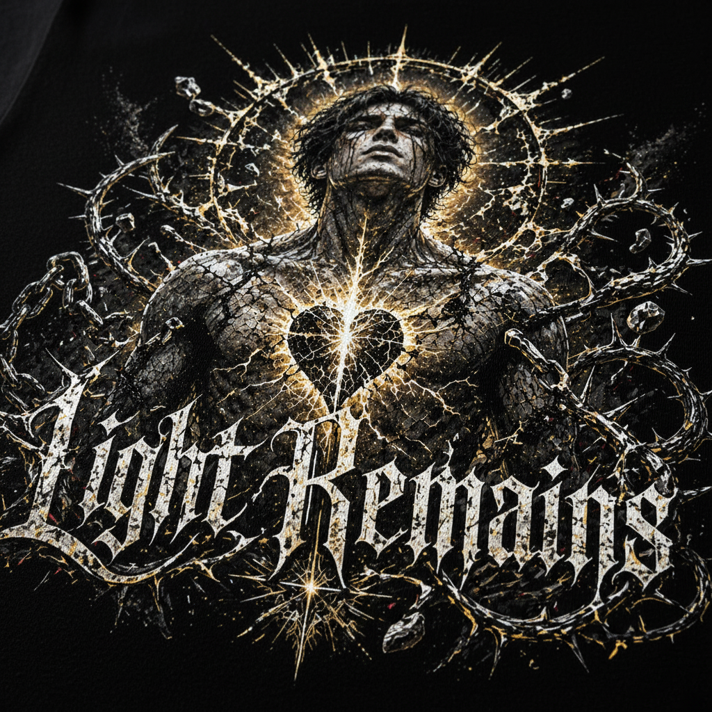 Light Remains Premium T-Shirt – Print Detail