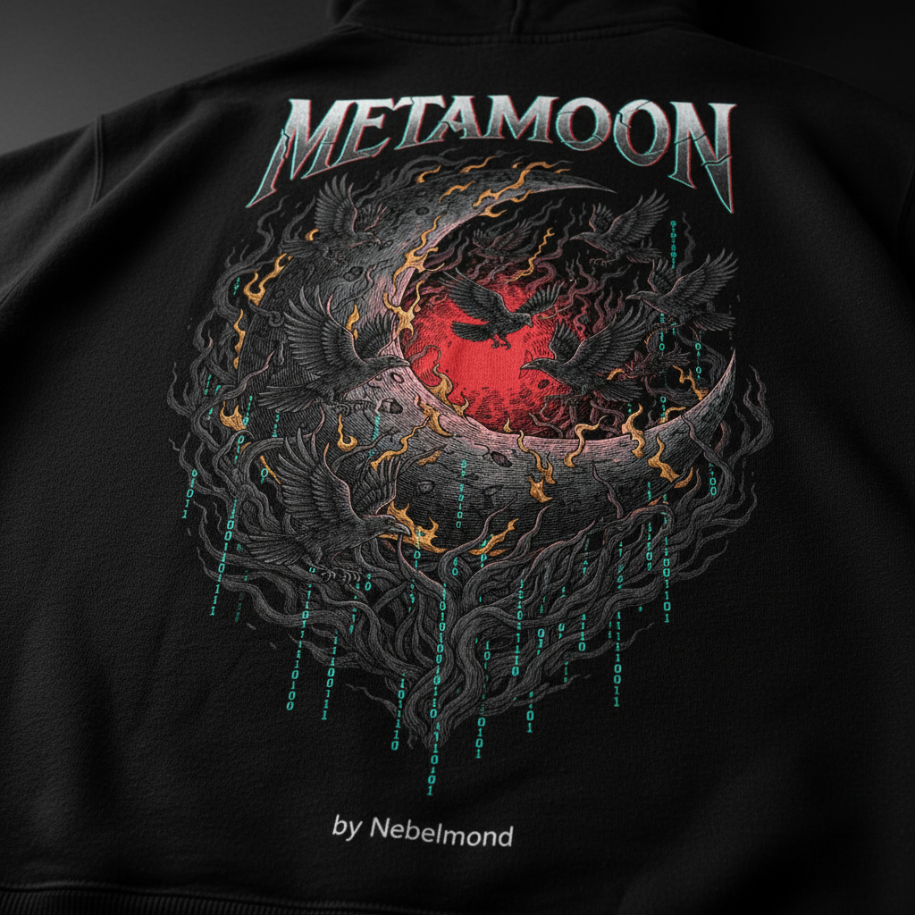 Crescent Reaper Oversized Hoodie – METAMOON Backprint Detail
