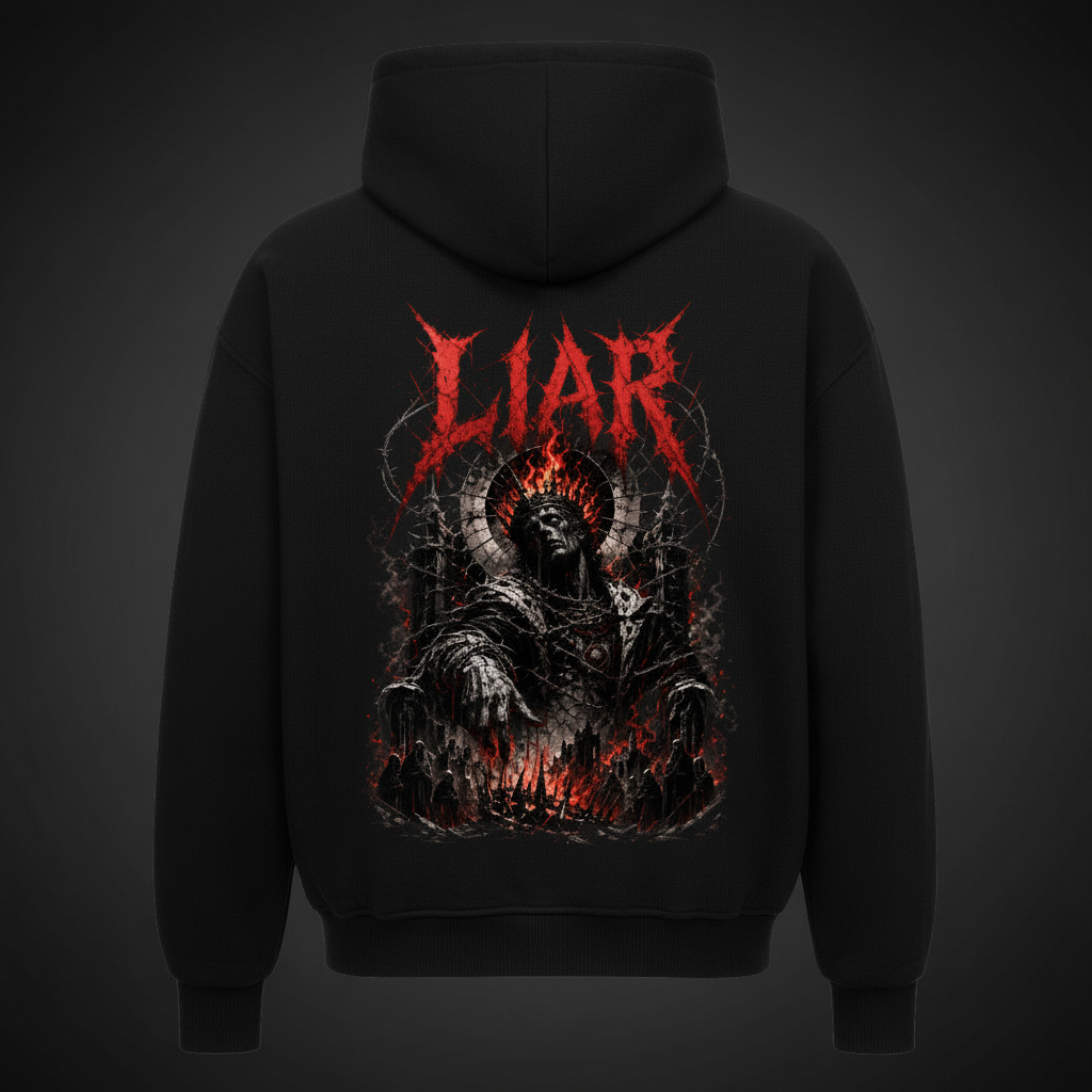 Liar Oversized Zipper Hoodie Backprint Rückansicht 430g Dark Fashion