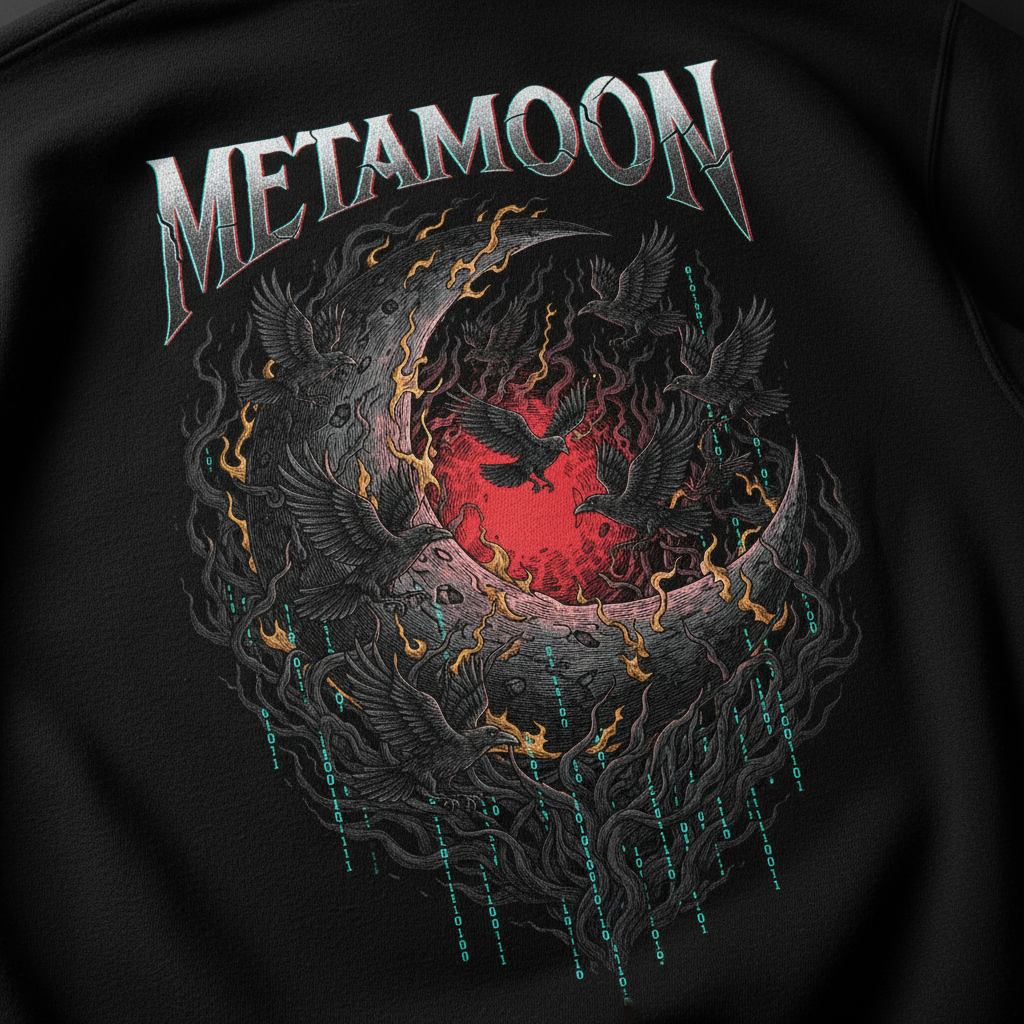Crescent Reaper Premium Hoodie – METAMOON Backprint Detail