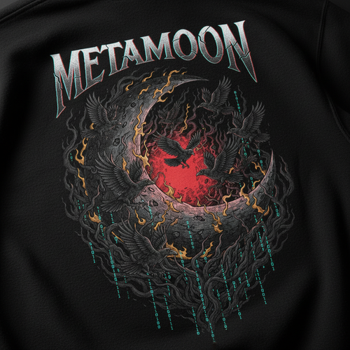Crescent Reaper Premium Hoodie – METAMOON Backprint Detail