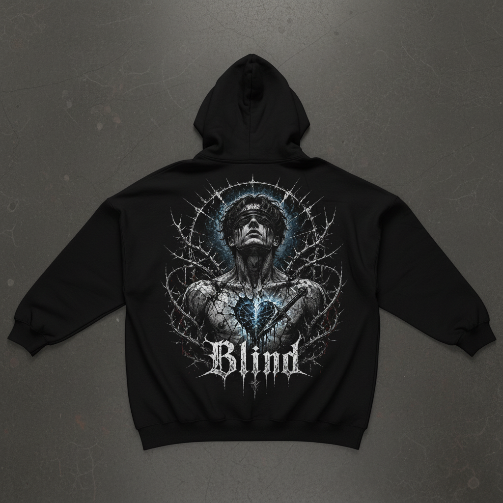 Blind Oversized Hoodie – Flat Lay Rückseite
