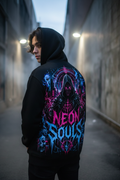 Neon Souls Premium Hoodie – Lifestyle Rückansicht