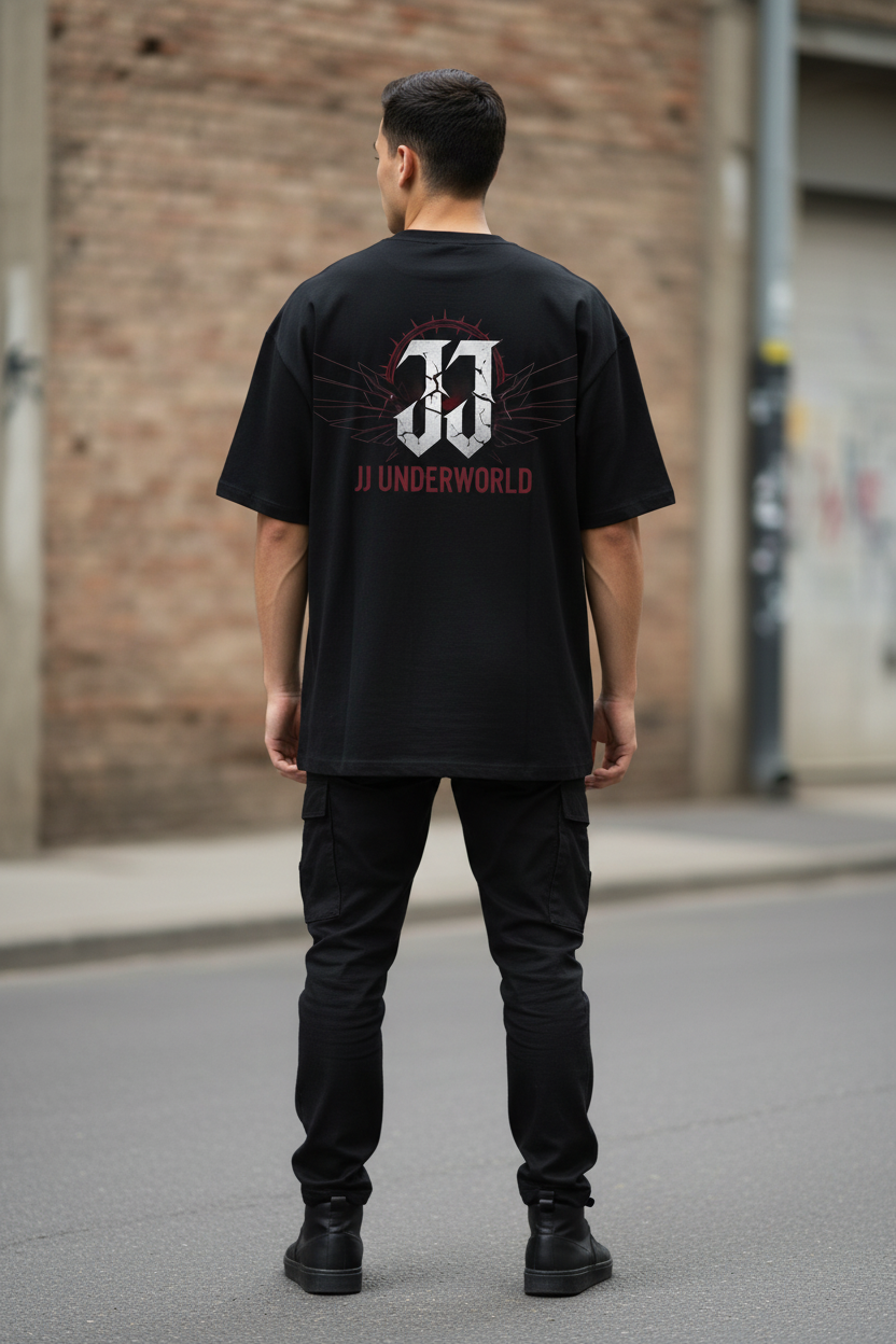 JJ Underworld Music Backprint Oversized Shirt – Rückansicht