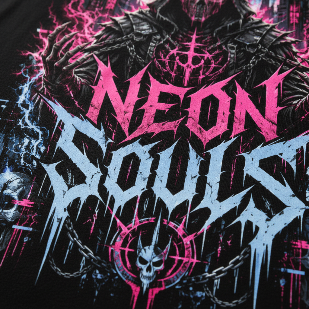 Neon Souls Premium T-Shirt – Detailbild Print