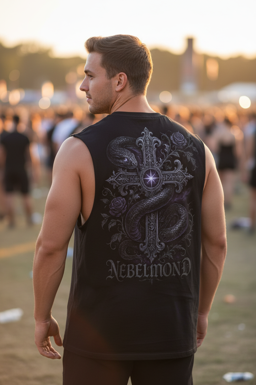 Sacred Serpent Backprint Sleeveless Oversized Tee – Festival Lifestyle