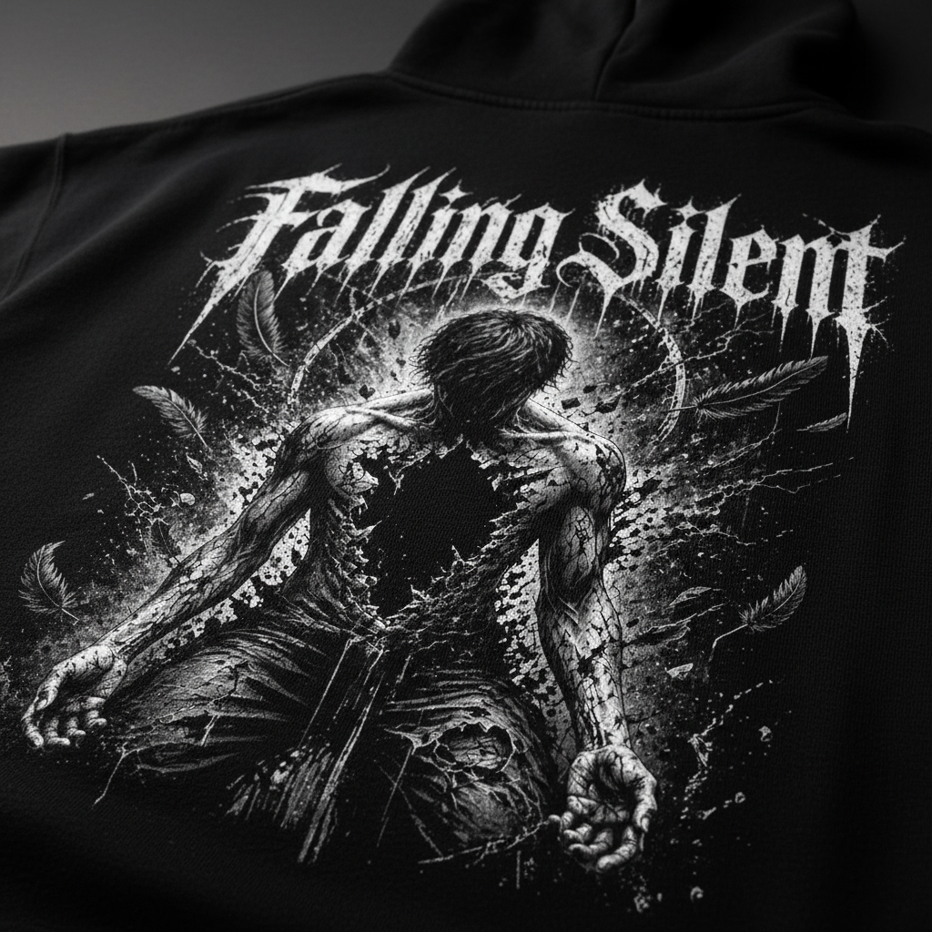 Falling Silent Zipper Hoodie – Detailaufnahme Backprint