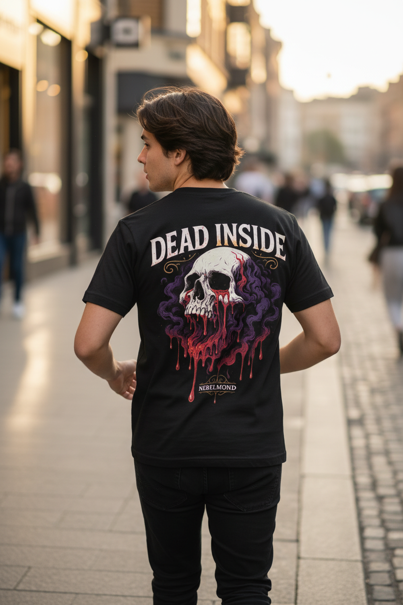 Dead Inside Backprint Premium T-Shirt - Lifestyle Rückansicht