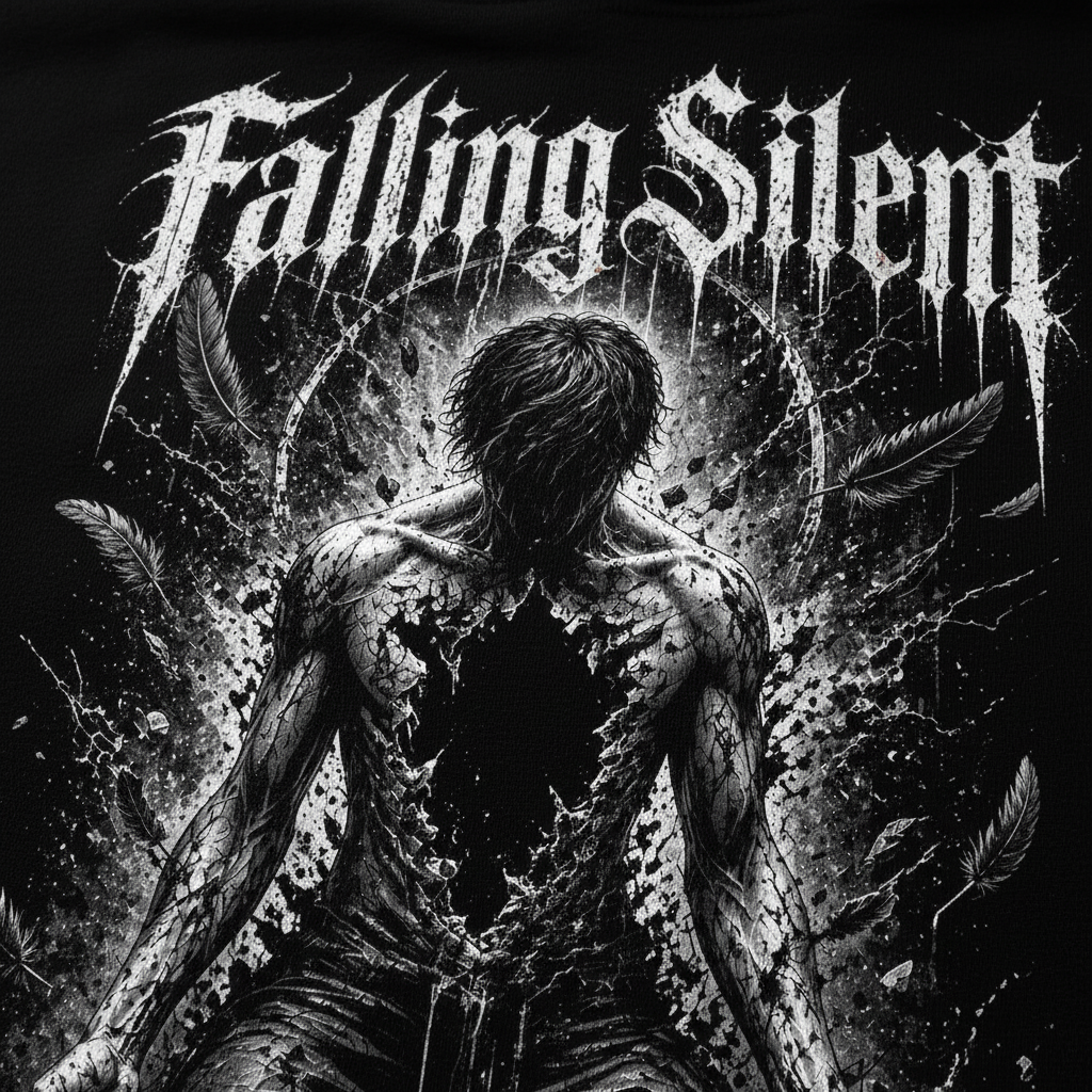 Falling Silent Oversized Hoodie – Detailaufnahme Backprint
