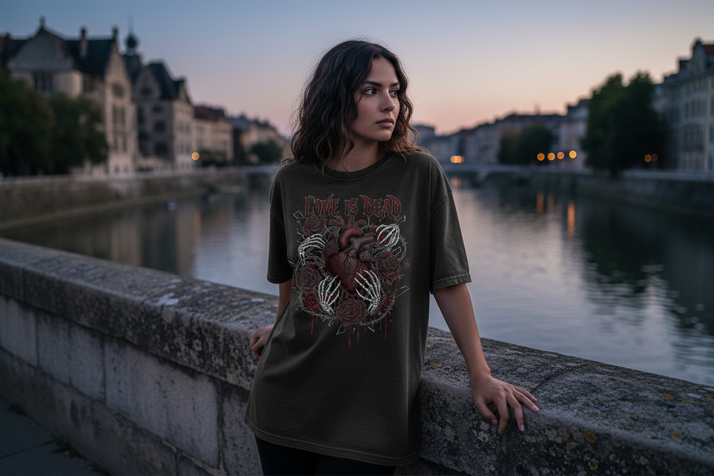 Love is Dead Oversized Shirt Washed Black