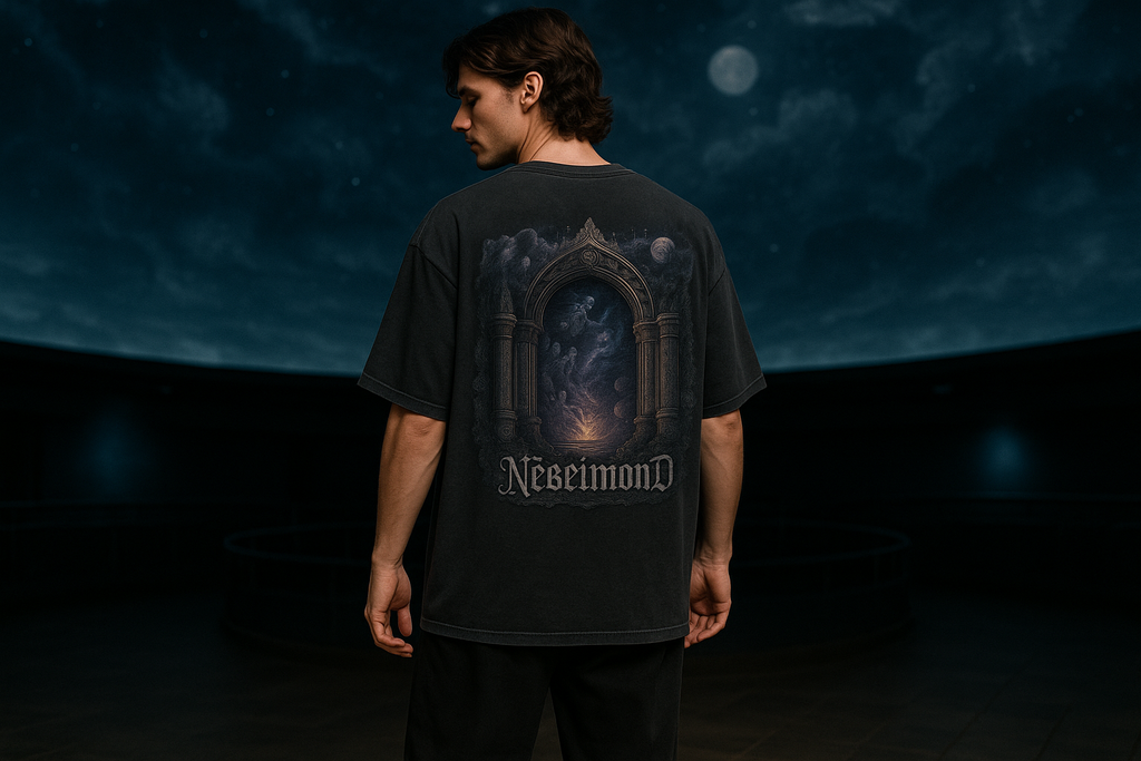 Mann Mockup Astral Gateway Oversized Shirt Washed Black