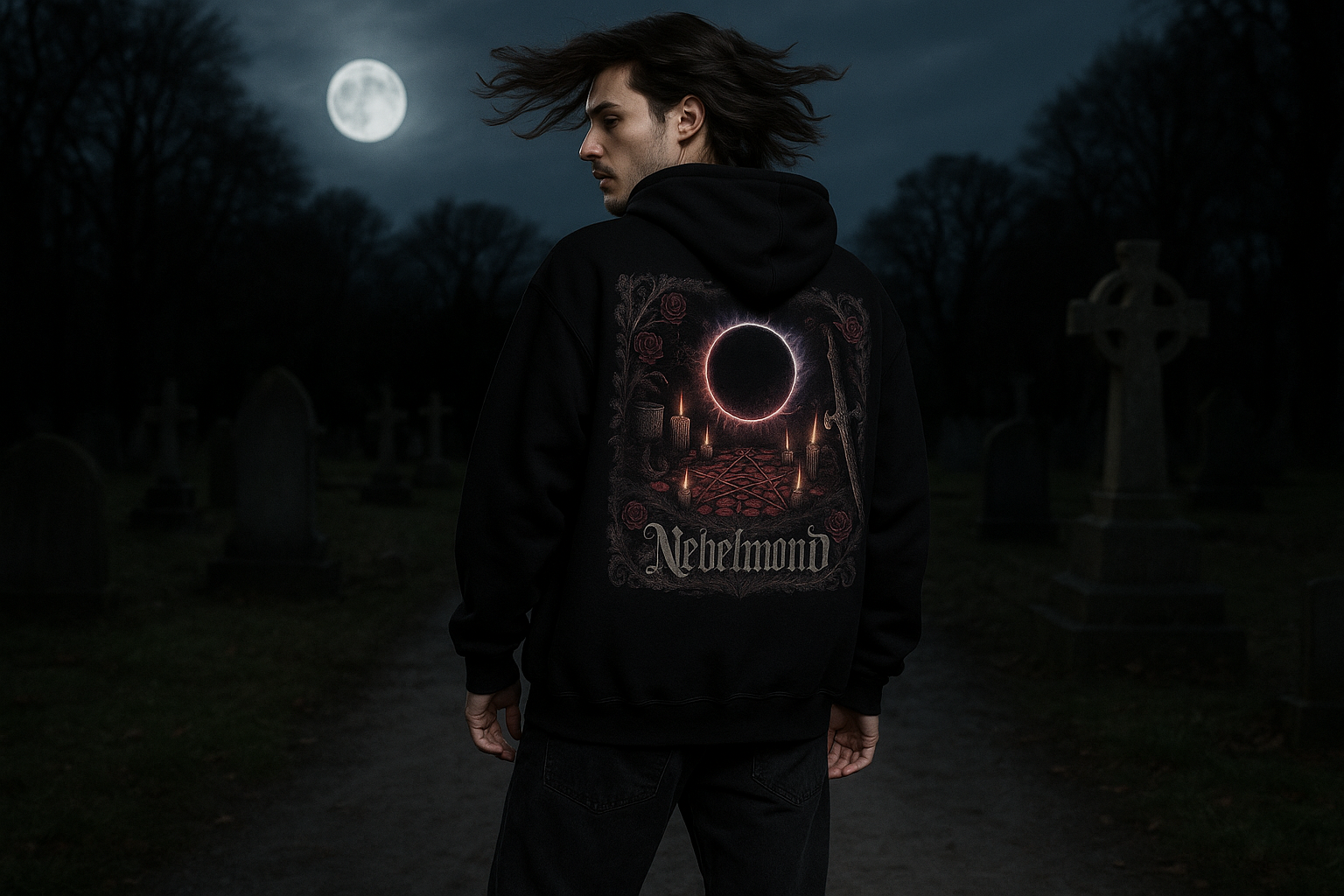 Mann Mockup Lunar Eclipse Ritual Oversized Hoodie