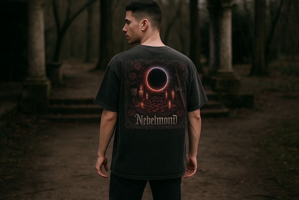 Mann Mockup Lunar Eclipse Ritual Oversized Shirt Washed Black