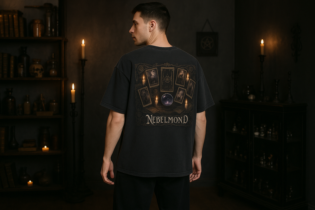 Mann Mockup Mystic Tarot Oversized Shirt Washed Black
