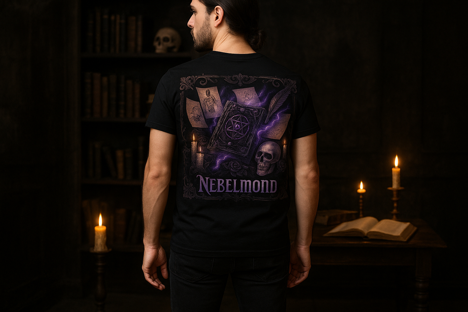 Mann Mockup Necromancer's Grimoire Premium T-Shirt