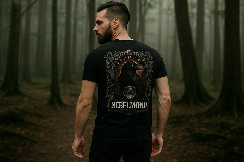 Mann Mockup Raven's Oracle Premium T-Shirt - Exakt korrekt