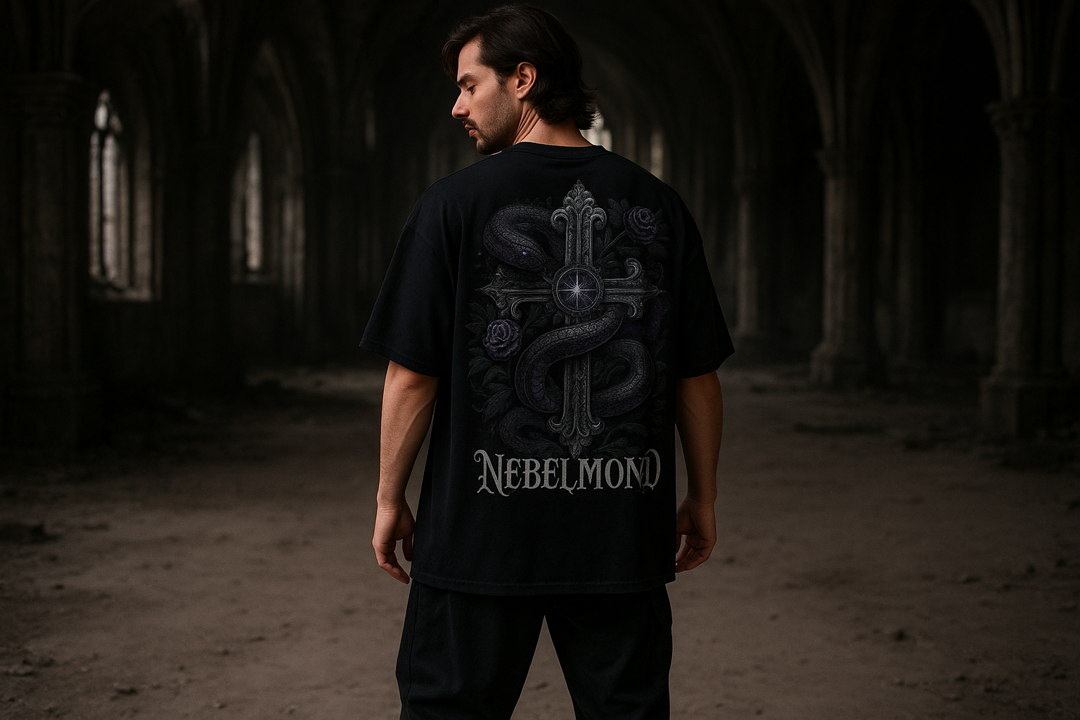 Mann Mockup Sacred Serpent Oversized Shirt