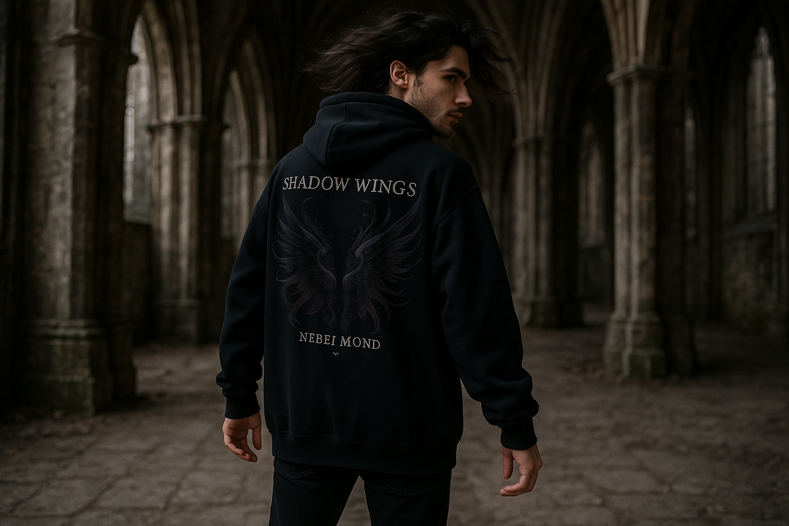 Mann Mockup Shadow Wings Oversized Hoodie - Korrekt