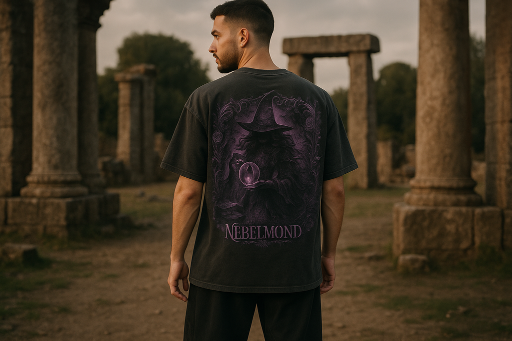 Mann Mockup Shadow Witch Oversized Shirt Washed Black