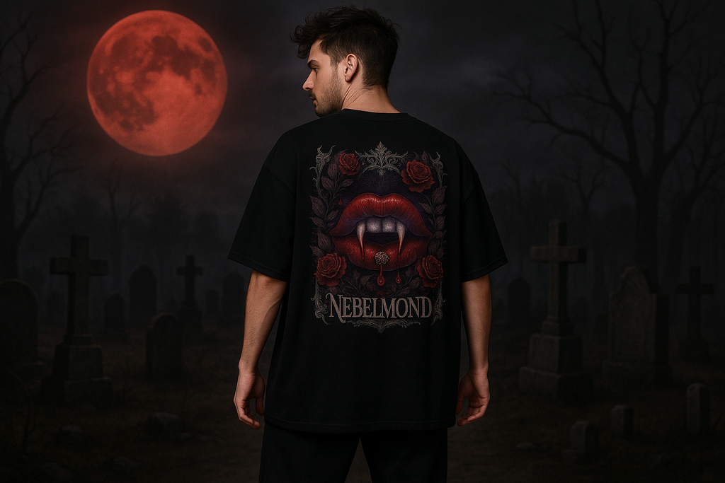 Mann Mockup Vampire's Kiss Oversized Shirt Black